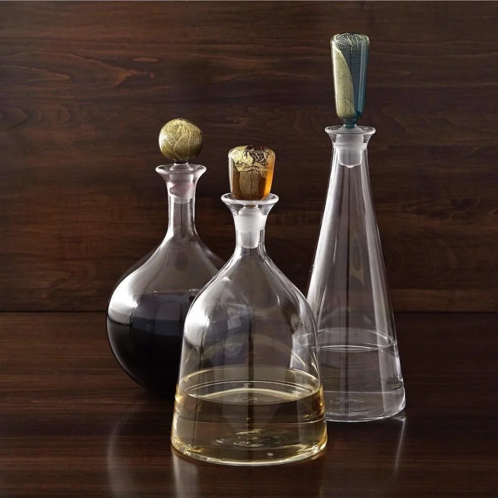 Artisan Glass Vase with Green Accent Stopper